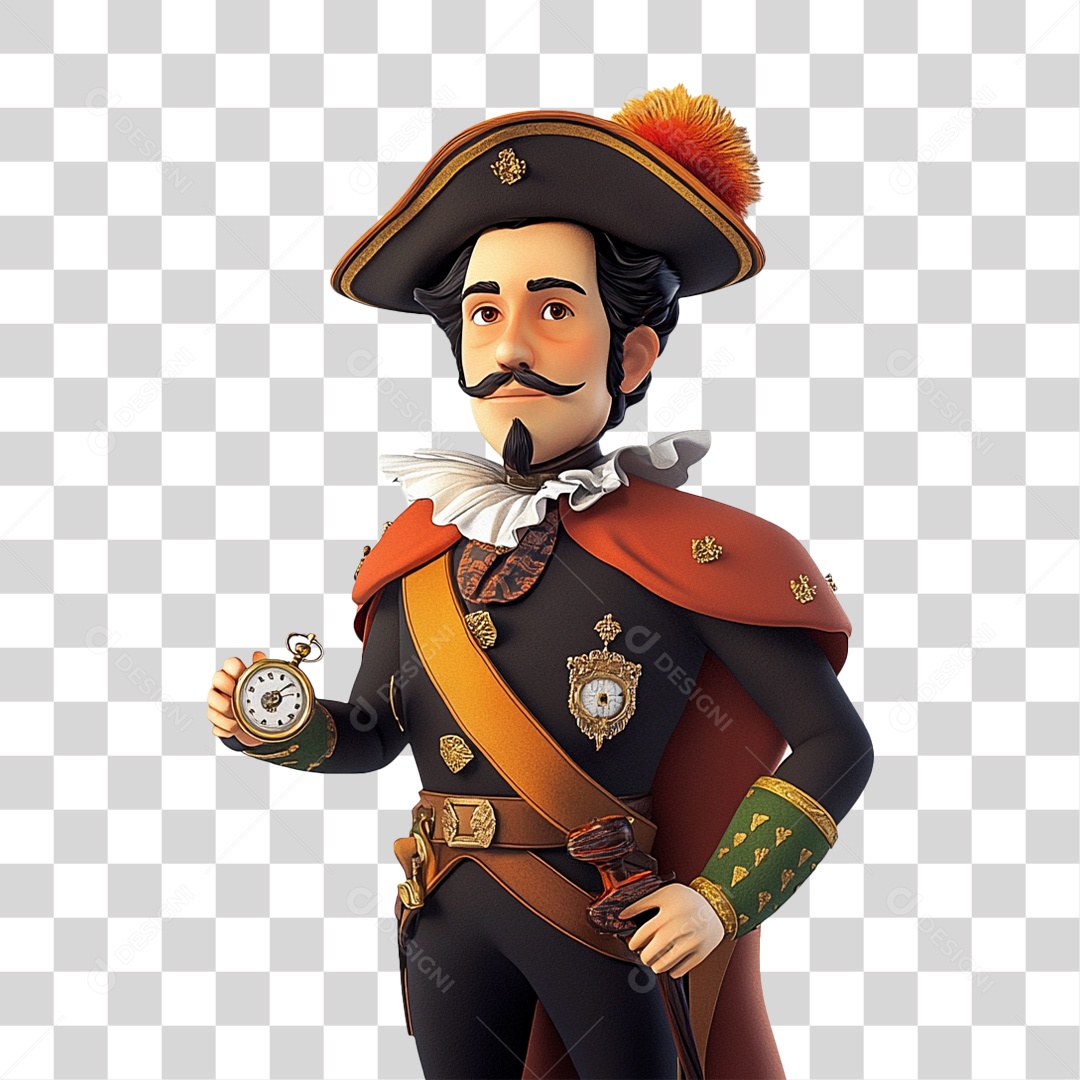 Personagem Estilo Desenho Animado Dom Pedro PNG Transparente