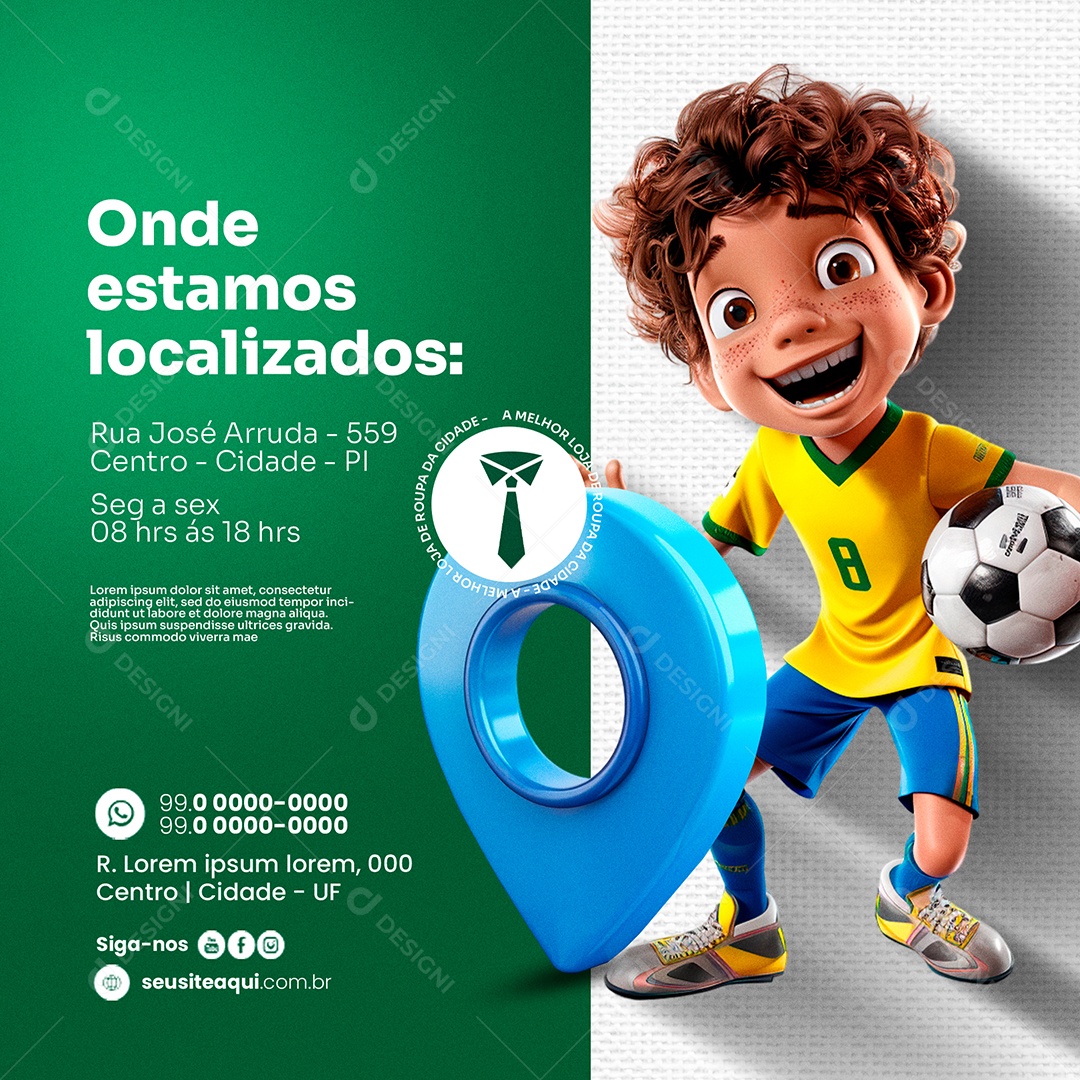 Loja de Roupas Onde Estamos Localizados Social Media PSD Editável