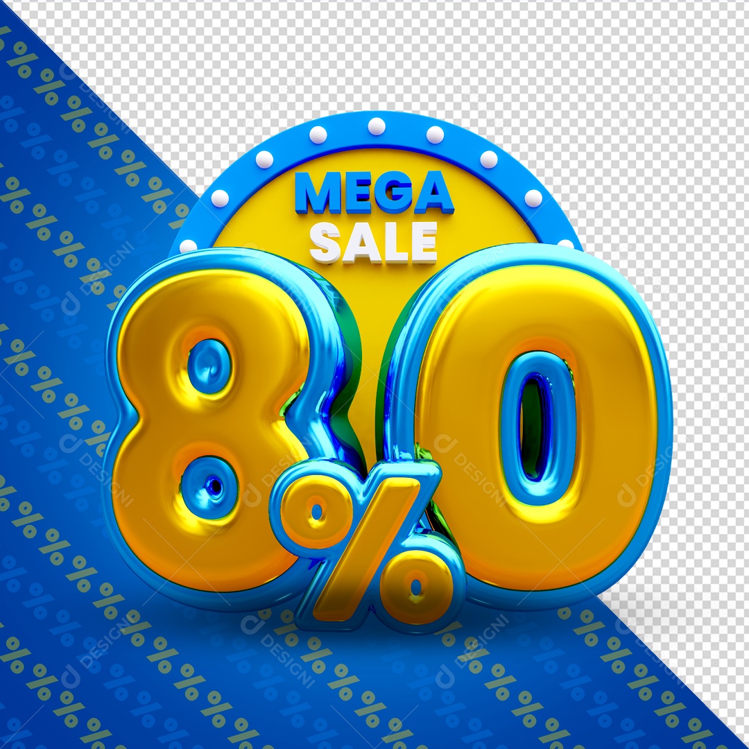 Mega Oferta 80% Selo 3D para Composição PSD