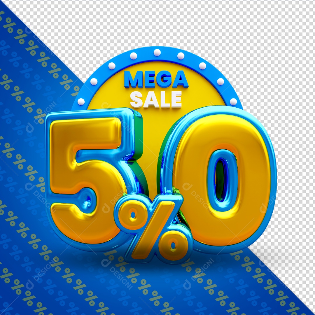 Mega Oferta 50% Selo 3D para Composição PSD