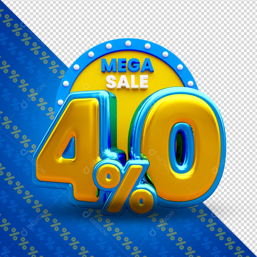 Mega Oferta 40% Selo 3D para Composição PSD