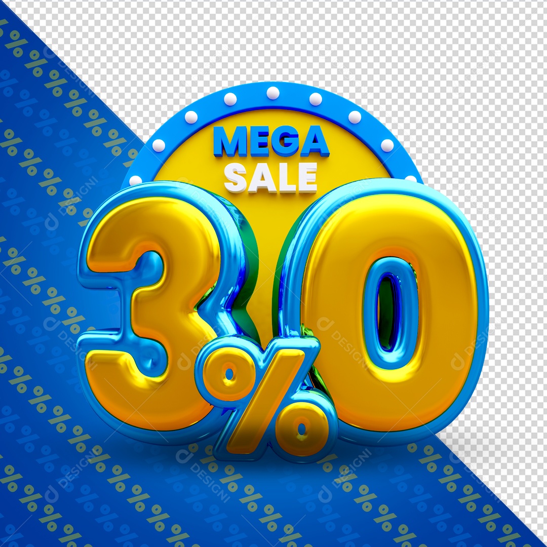 Mega Oferta 30% Selo 3D para Composição PSD