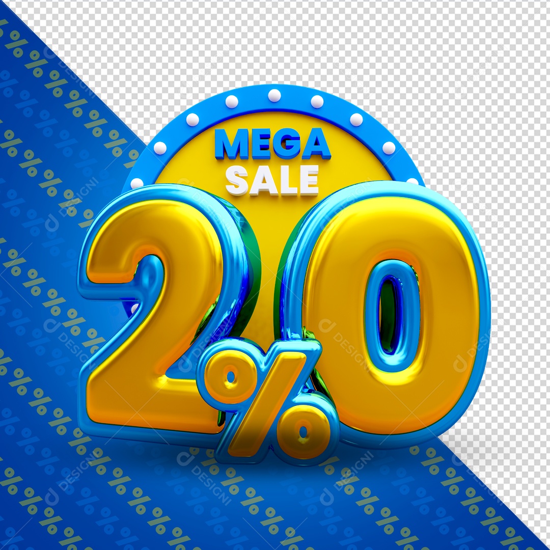 Mega Oferta 20% Selo 3D para Composição PSD