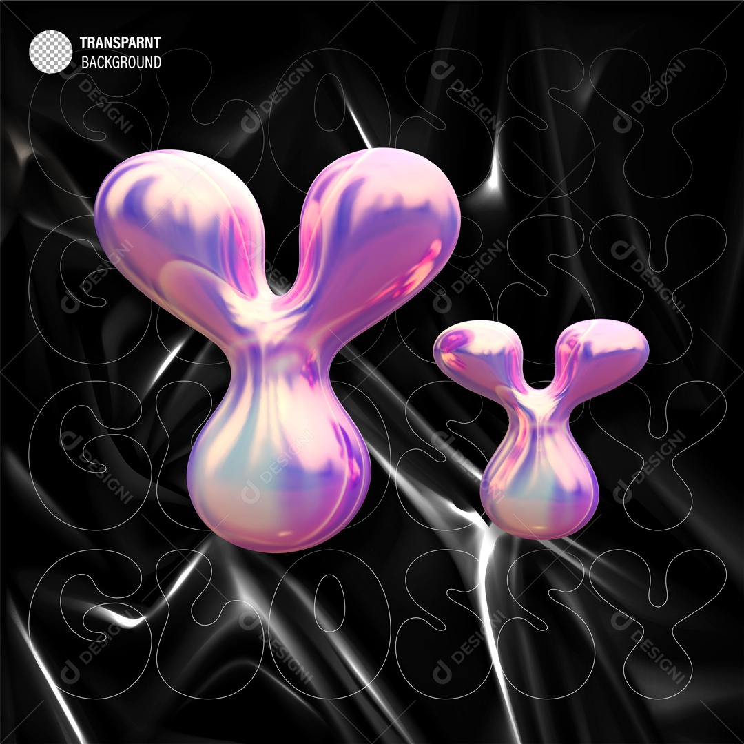 Balão Letra Y Elemento 3D Roxo para Composição PSD