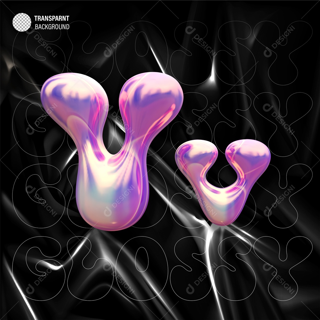 Balão Letra V Elemento 3D Roxo para Composição PSD