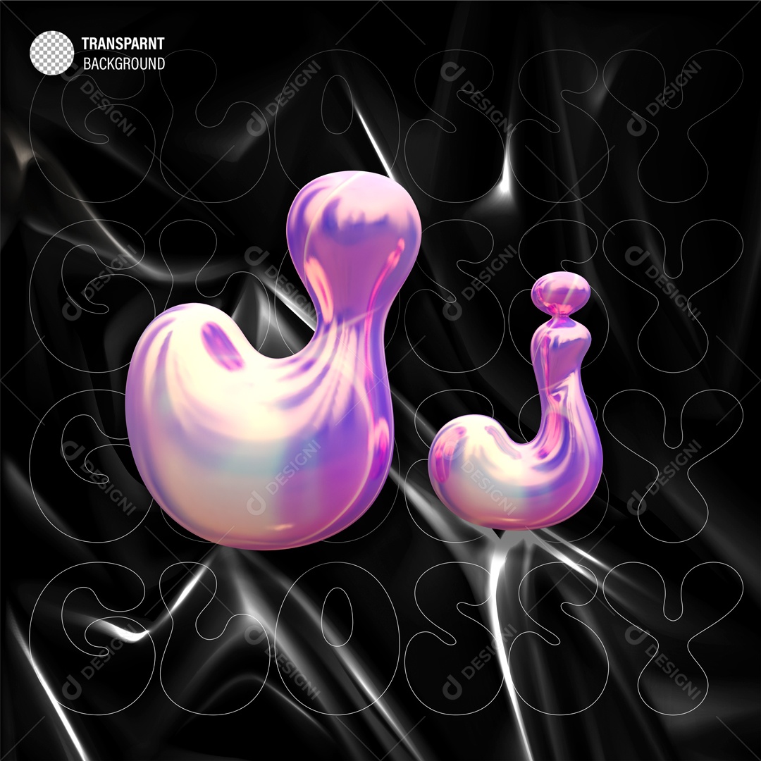 Balão Letra J Elemento 3D Roxo para Composição PSD