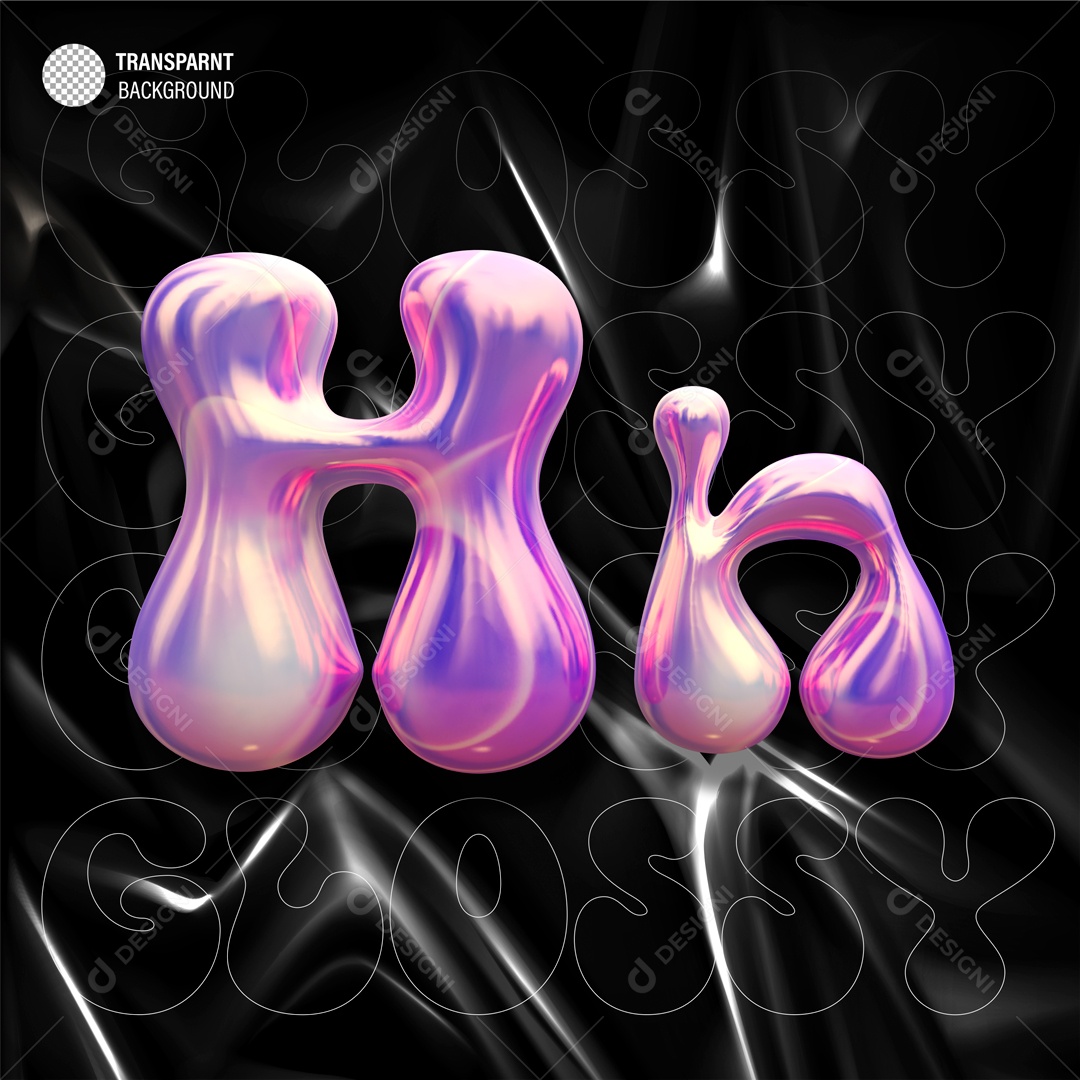 Balão Letra H Elemento 3D Roxo para Composição PSD