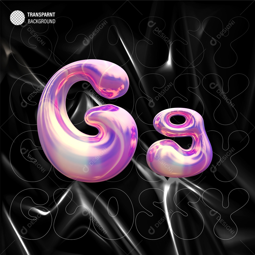 Balão Letra G Elemento 3D Roxo para Composição PSD