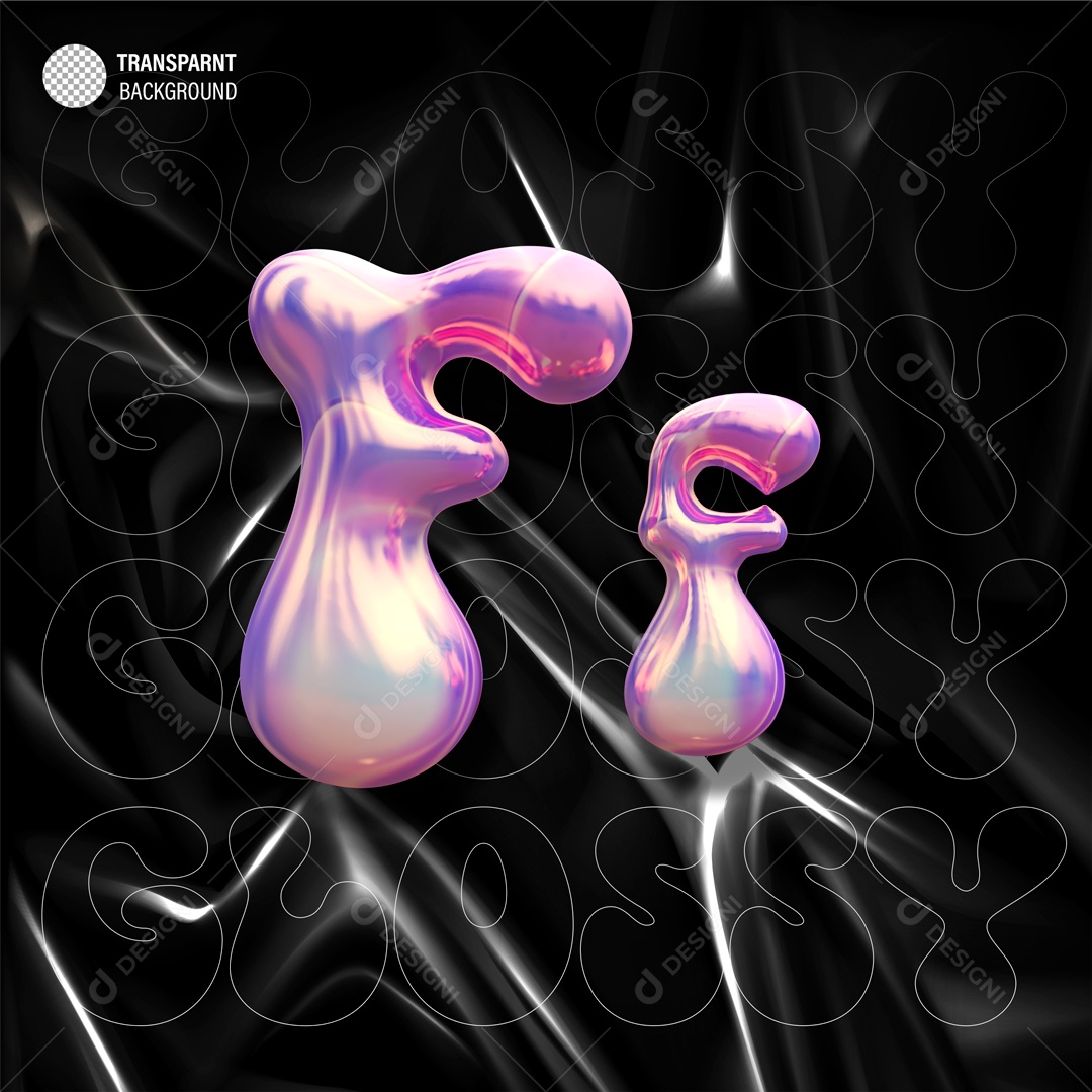 Balão Letra F Elemento 3D Roxo para Composição PSD