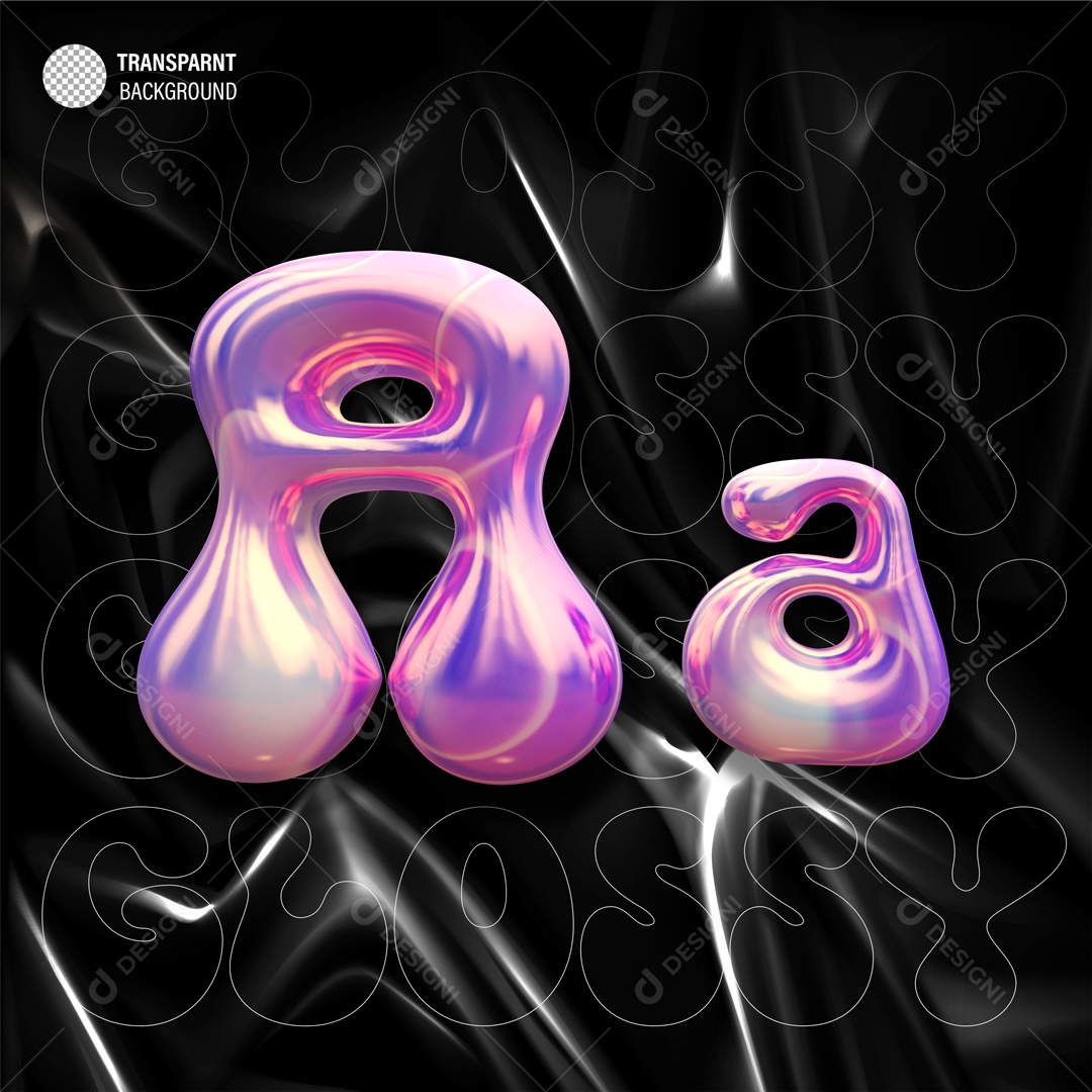 Balão Letra A Elemento 3D Roxo para Composição PSD