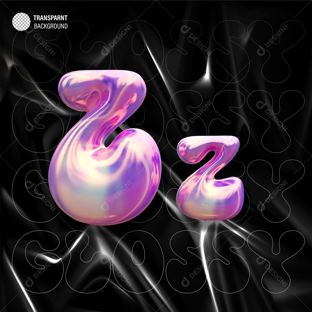 Balão Letra Z Elemento 3D para Composição PSD