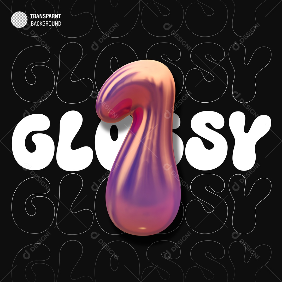 Balão Número 1 Elemento 3D para Composição PSD