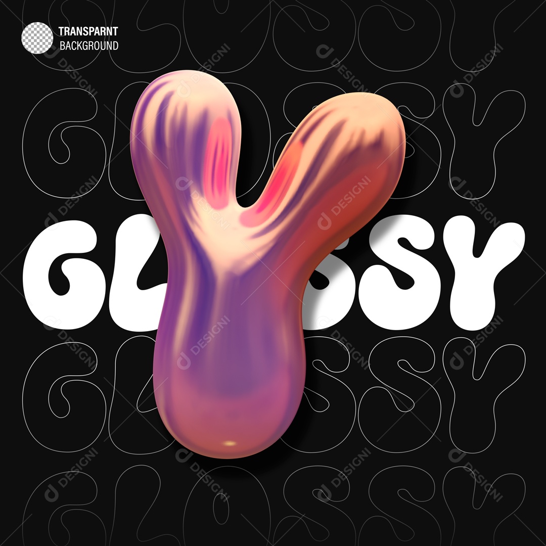 Balão Letra Y Elemento 3D para Composição PSD