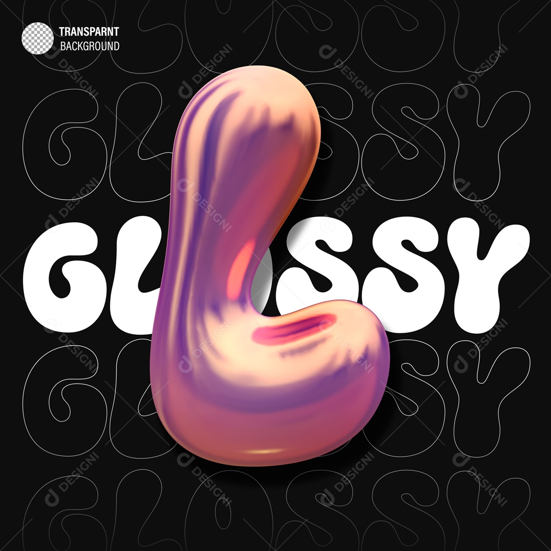 Balão Letra L Elemento 3D para Composição PSD