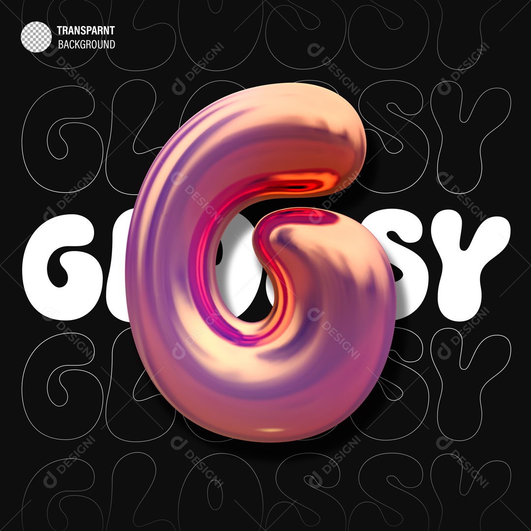 Balão Letra G Elemento 3D para Composição PSD