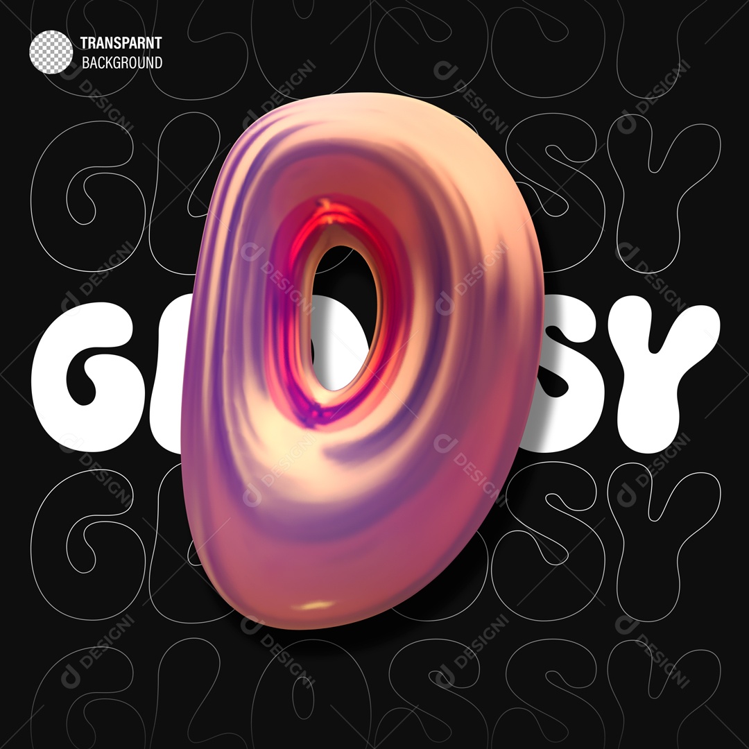 Balão Letra D Elemento 3D para Composição PSD