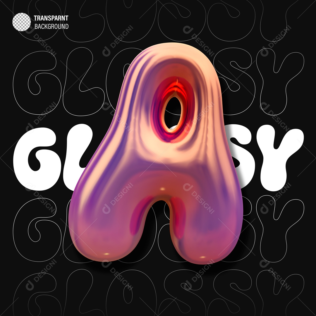 Balão Letra A Elemento 3D para Composição PSD