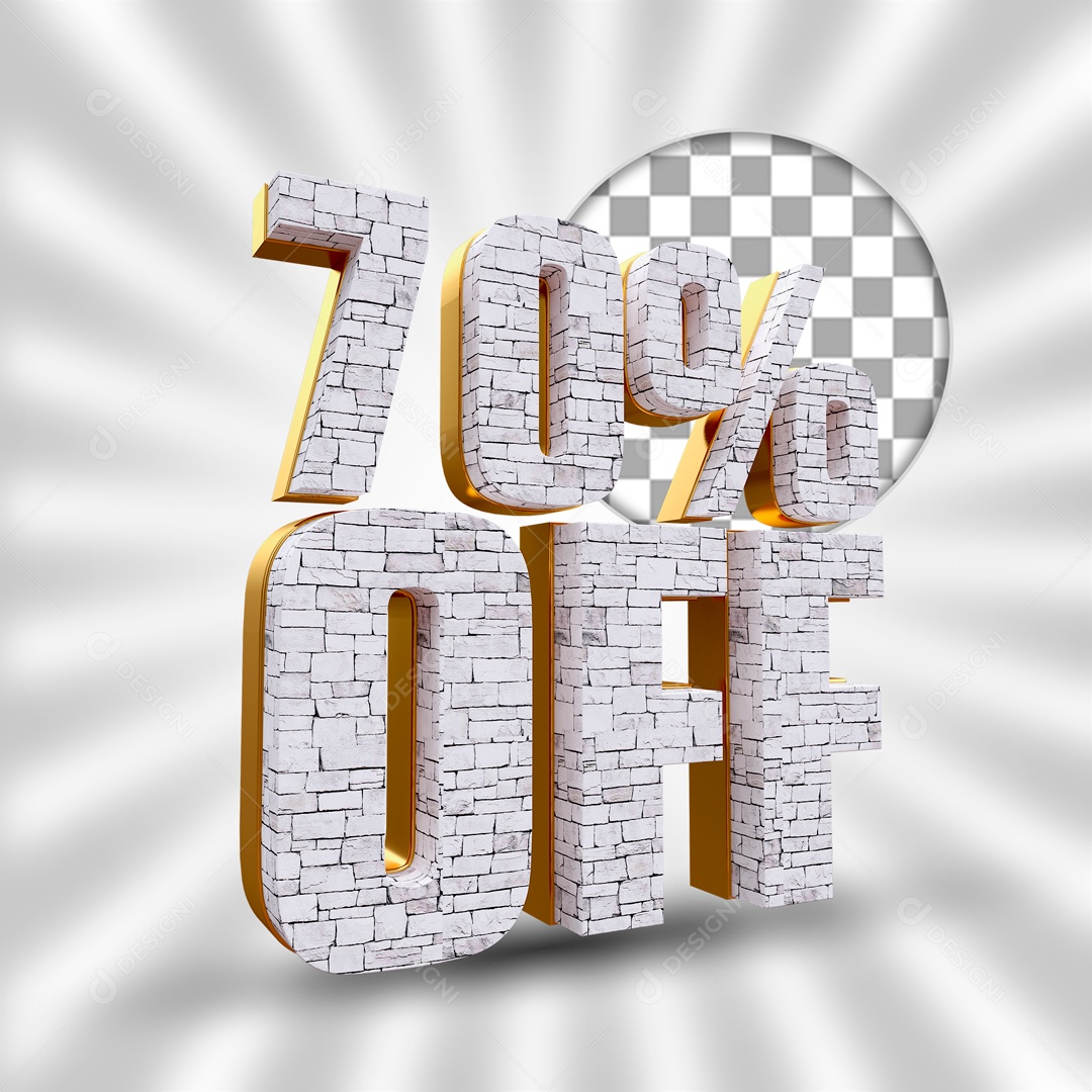 Desconto de 70% OFF Elemento 3D Branco e Dourado para Composição PSD