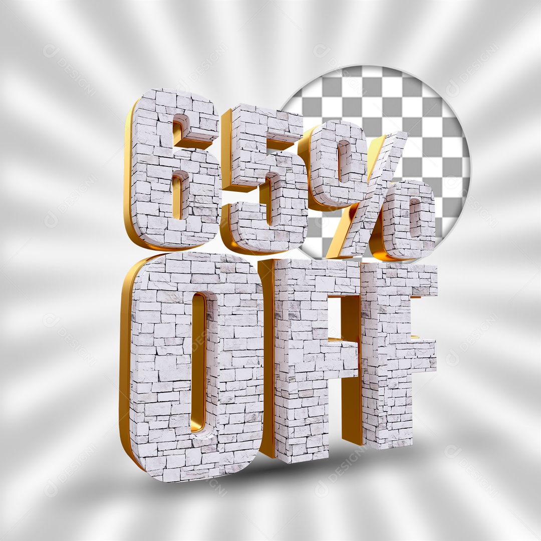 Desconto de 65% OFF Elemento 3D Branco e Dourado para Composição PSD