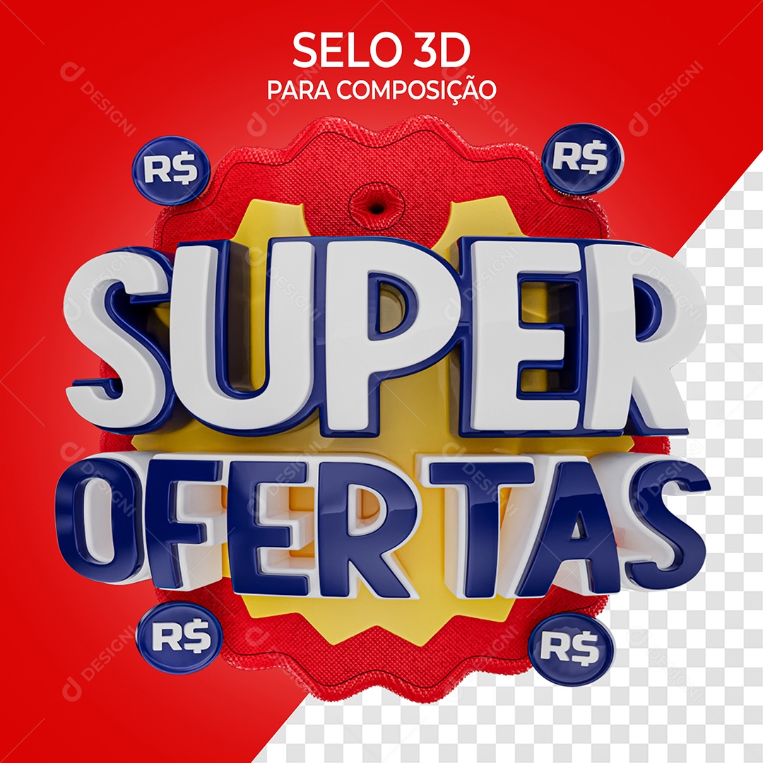 Super Ofertas Selo 3D para Composição PSD