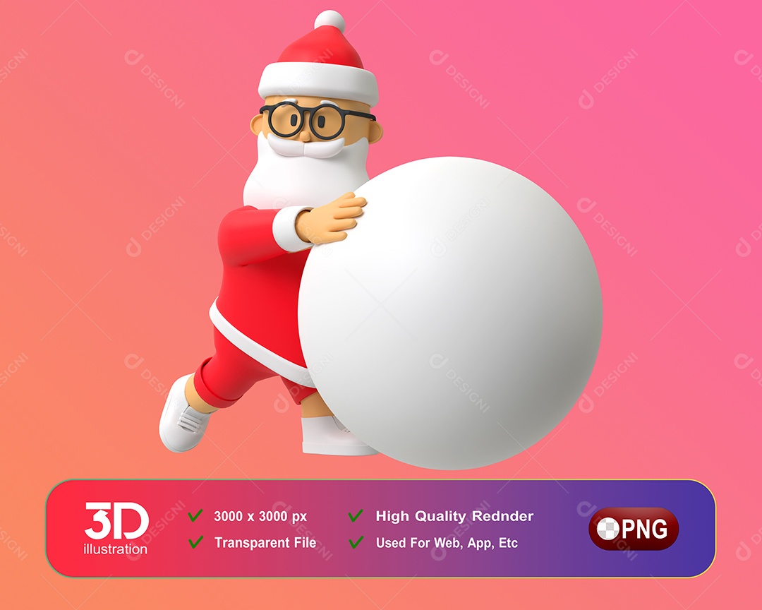 Papai Noel Elemento 3D Para Composição PSD