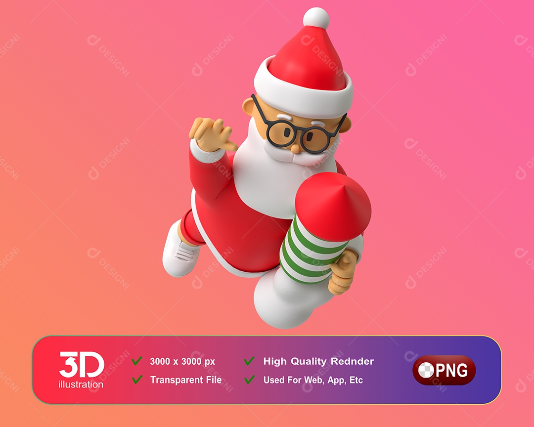 Papai Noel Elemento 3D Para Composição PSD