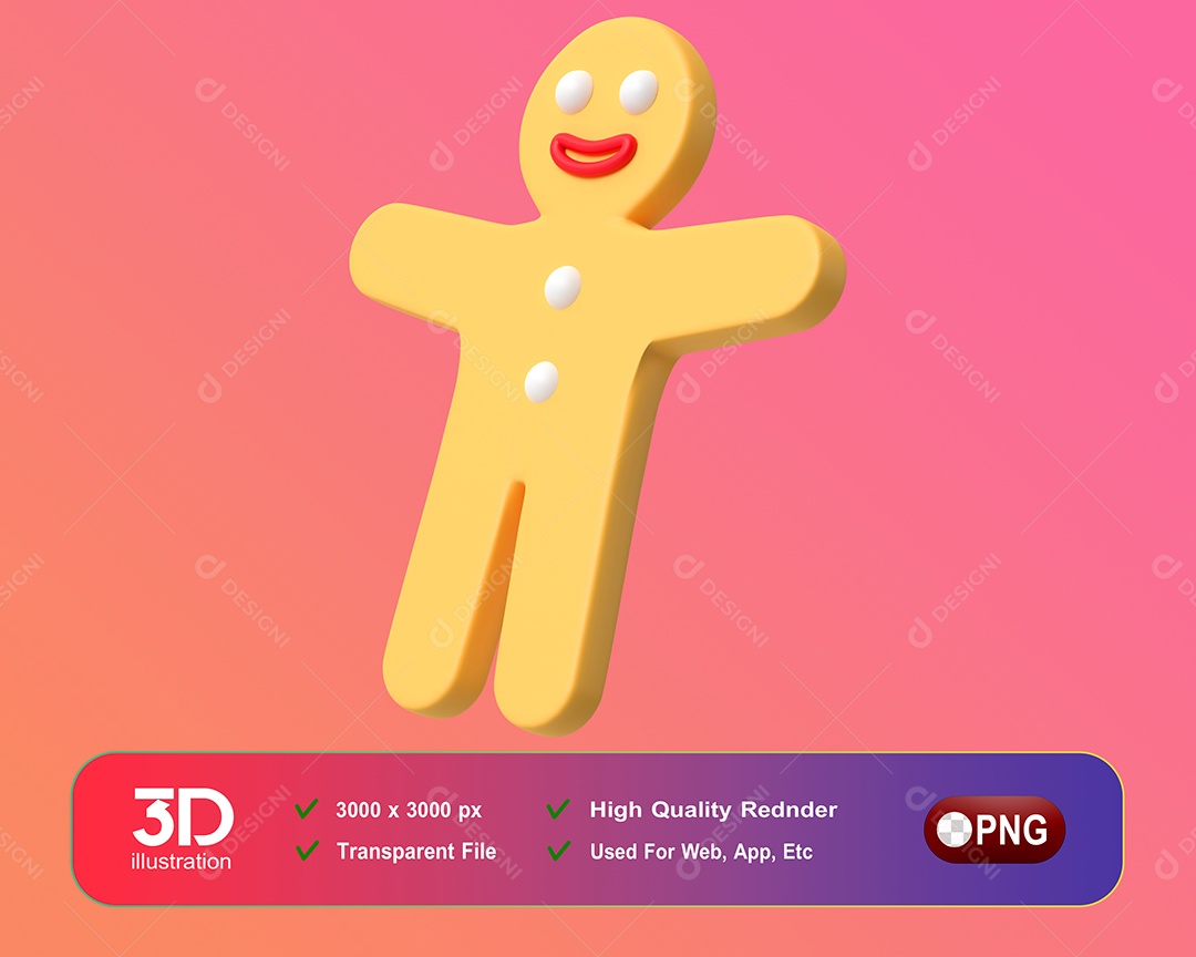 Biscoito de Natal Elemento 3D Para Composição PSD