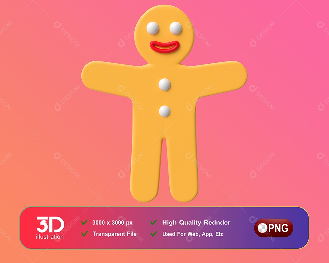 Biscoito de Natal Elemento 3D Para Composição PSD