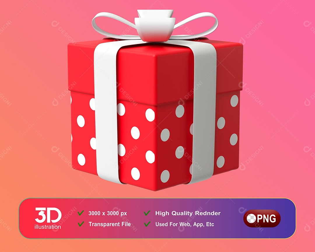 Caixa de Presente de Natal Elemento 3D Para Composição PSD