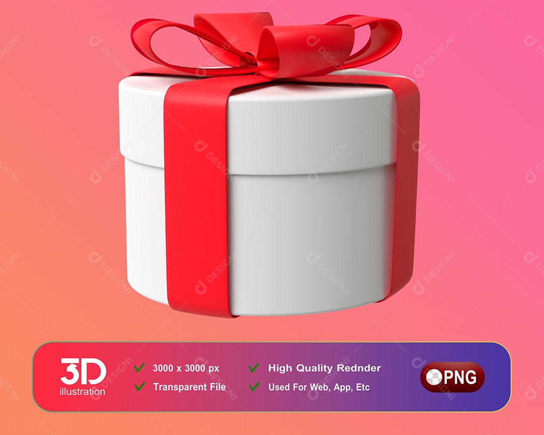 Caixa de Presente de Natal Elemento 3D Para Composição PSD