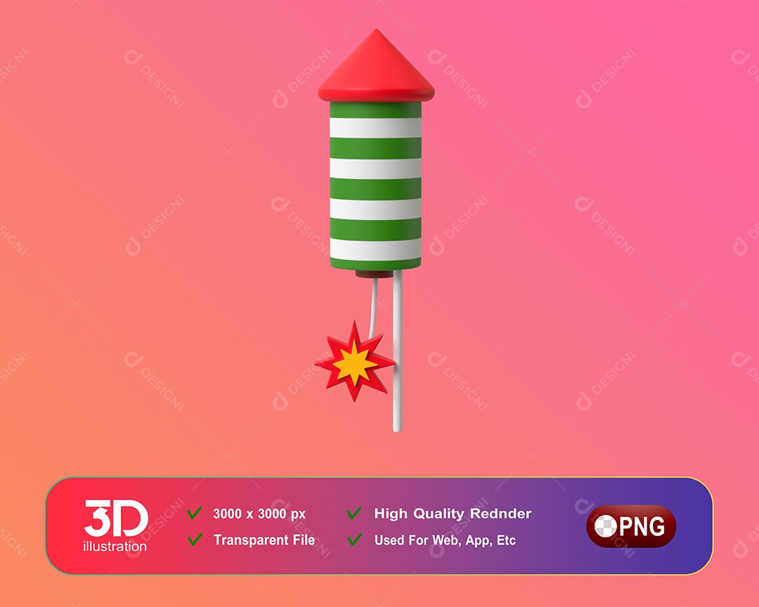 Foguete de Natal Elemento 3D Para Composição PSD