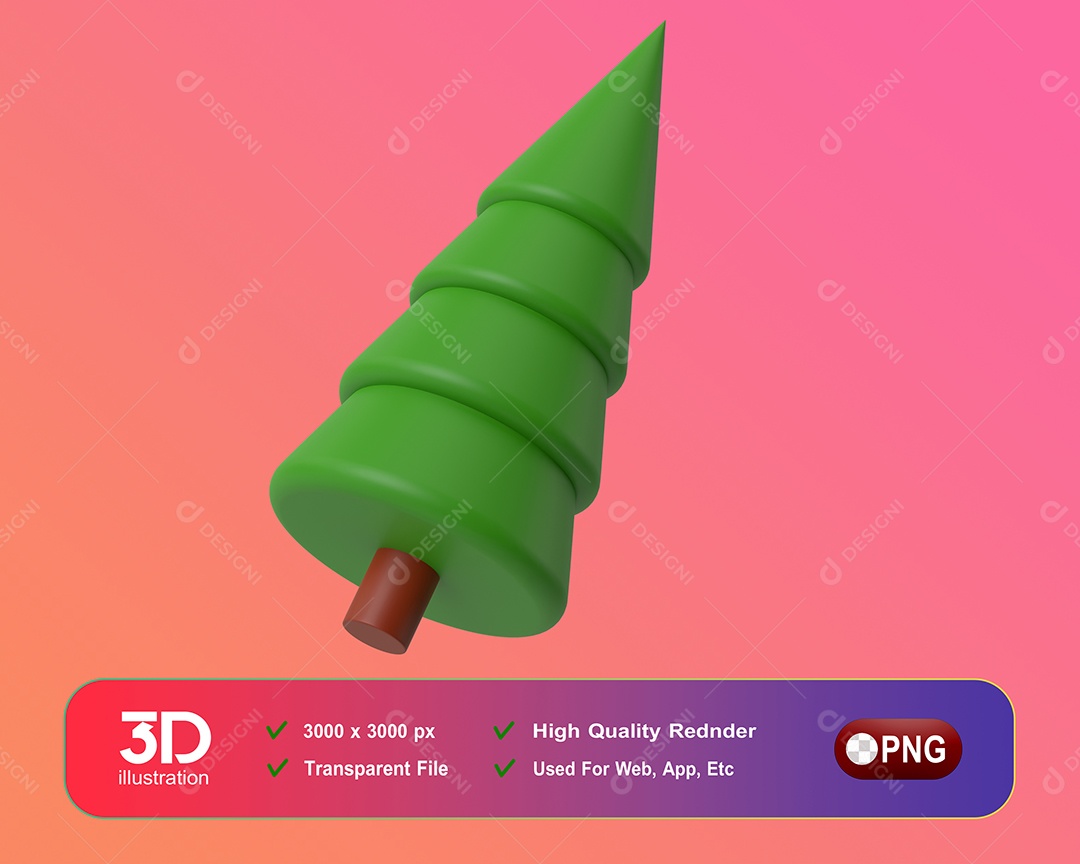 Árvore de Natal Elemento 3D Para Composição PSD