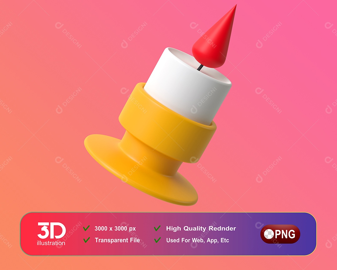 Vela de Natal Elemento 3D Para Composição PSD