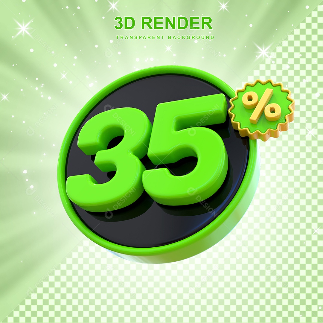 Desconto de 35% Elemento 3D Verde e Preto para Composição PSD