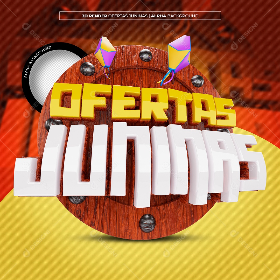 Selo 3D Ofertas Juninas para Composição PSD