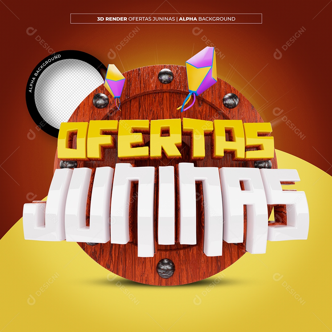 Ofertas Juninas Selo 3D para Composição PSD