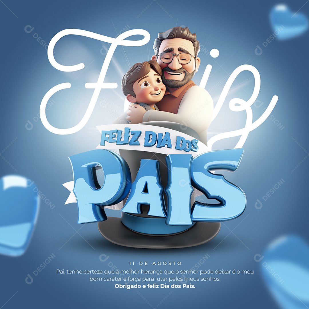 Feliz Dia Dos Pais 11 de Agosto Social Media PSD Editável