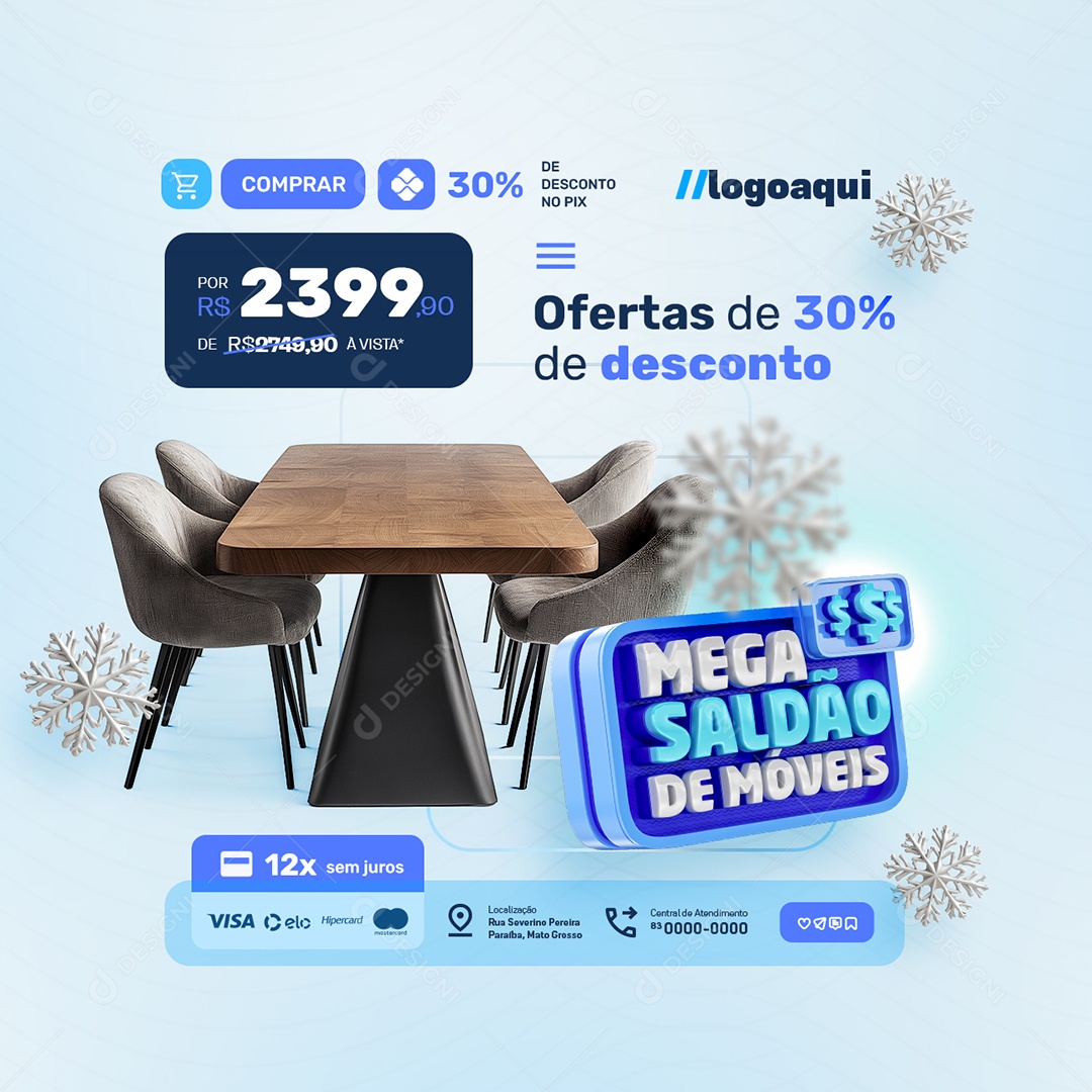 Mega Saldão de Móveis Mesa com Cadeiras Social Media PSD Editável