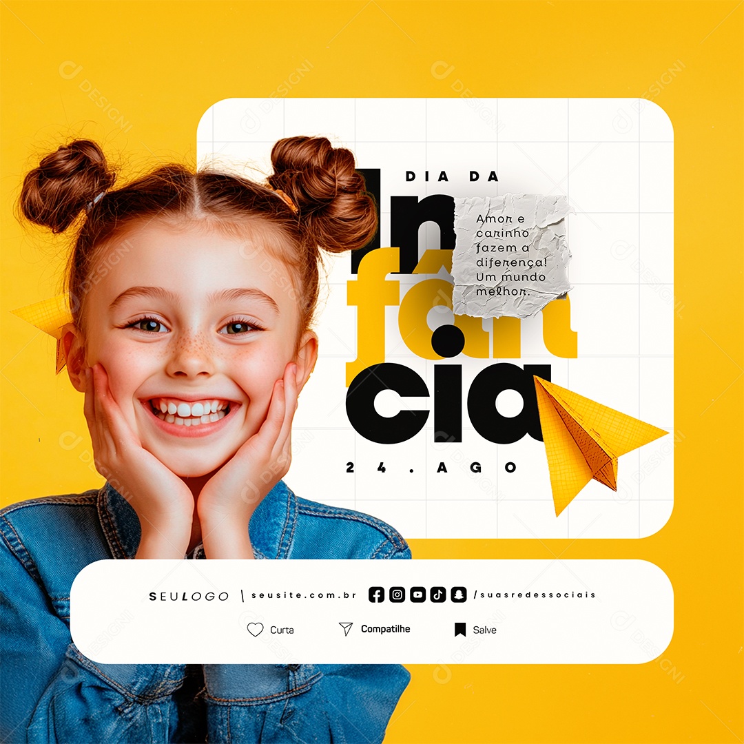 Social Media Dia da Infância 24 de Agosto PSD Editável