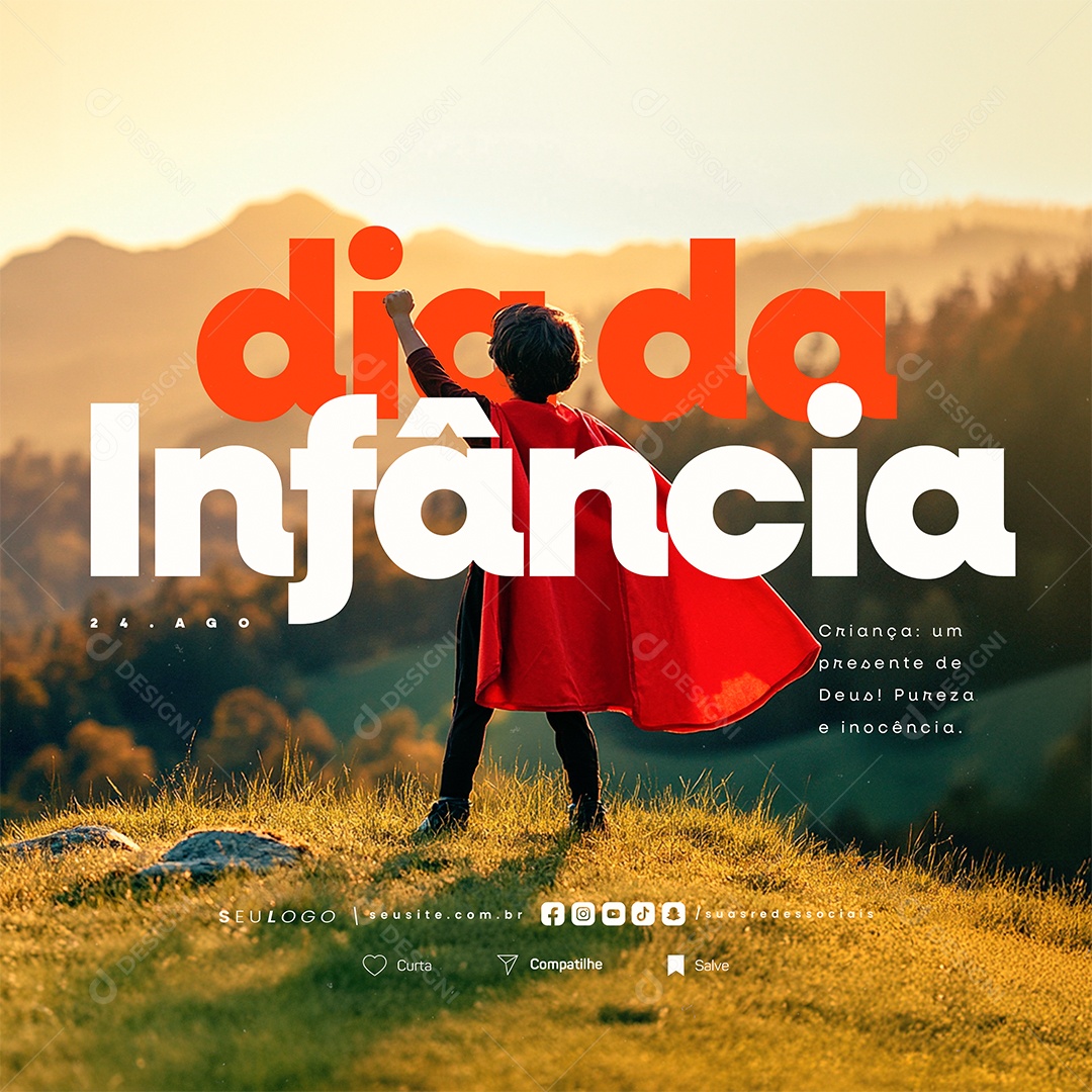 Dia da Infância 24 de Agosto Criança Social Media PSD Editável