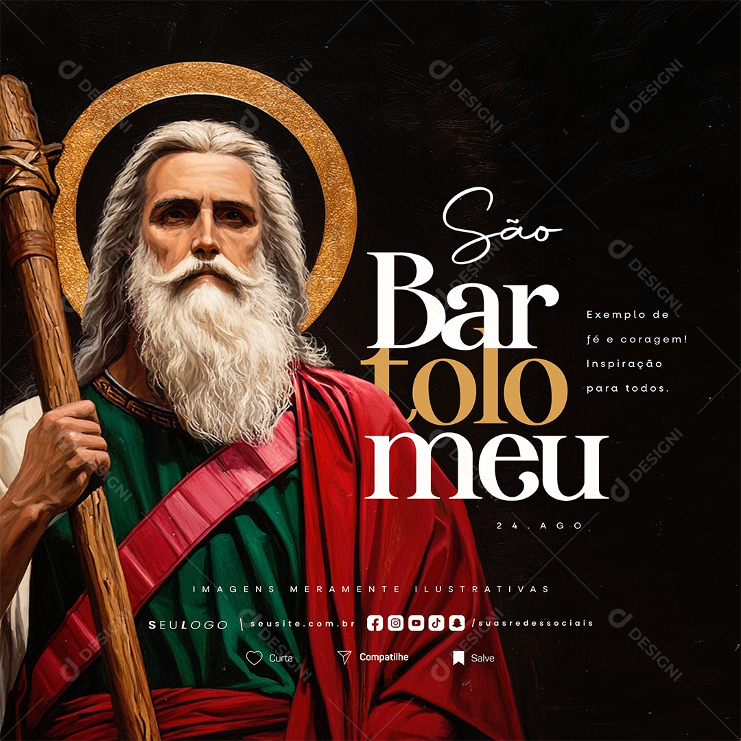 Social Media Dia de São Bartolomeu 24 de Agosto PSD Editável