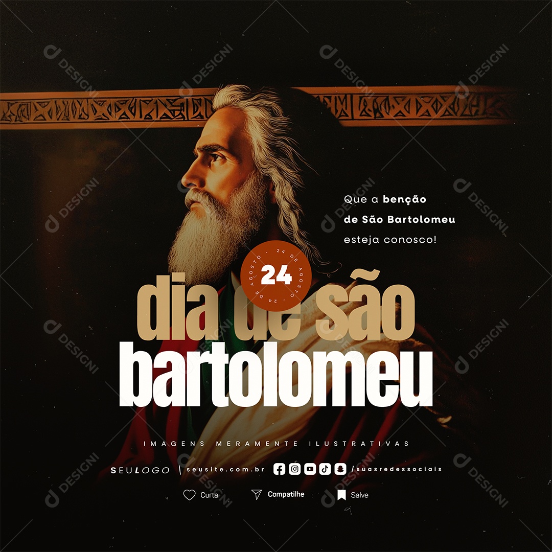 Dia de São Bartolomeu 24 de Agosto Social Media PSD Editável