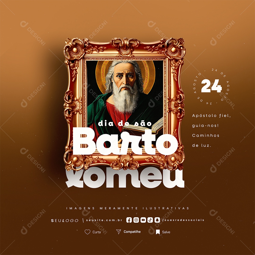Dia de São Bartolomeu 24 de Agosto Apostolo Fiel Social Media PSD Editável