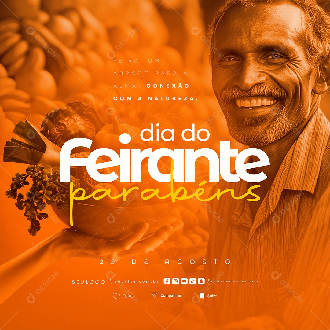 Dia do Feirante 25 de Agosto Parabéns Social Media PSD Editável