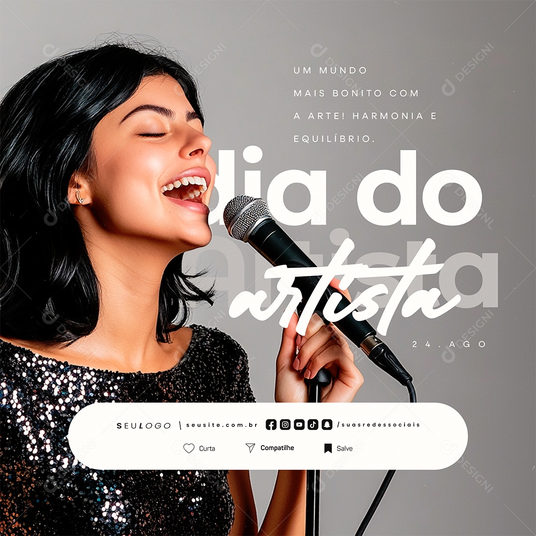 Dia do Artista 24 de Agosto Um Mundo mais Bonito Social Media PSD Editável