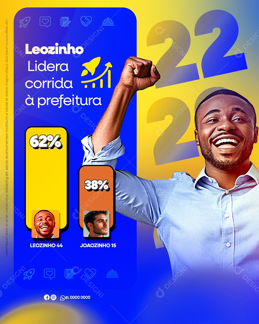 Política Leozinho Lidera Corrida a Prefeitura Social Media PSD Editável