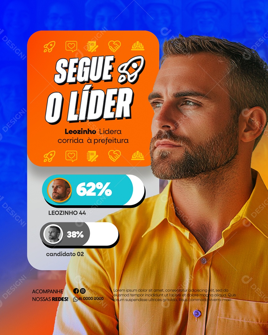 Política Segue o Líder Social Media PSD Editável