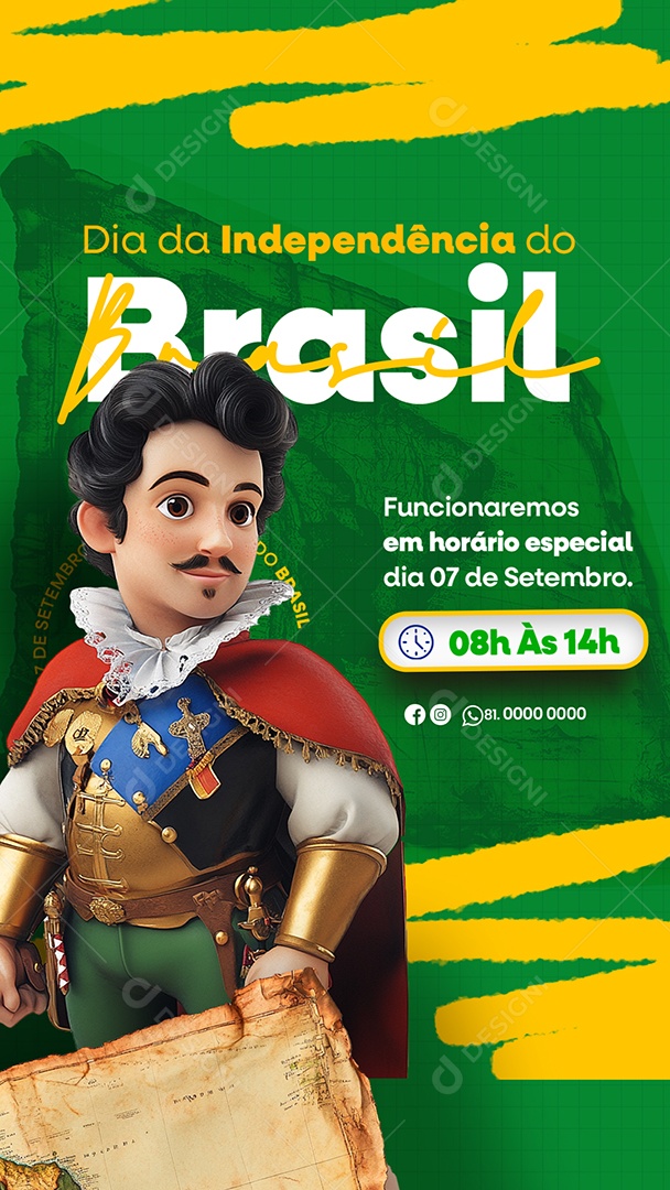 Story Independência Do Brasil 07 De Setembro Horário de Funcionamneto Social Media PSD Editável