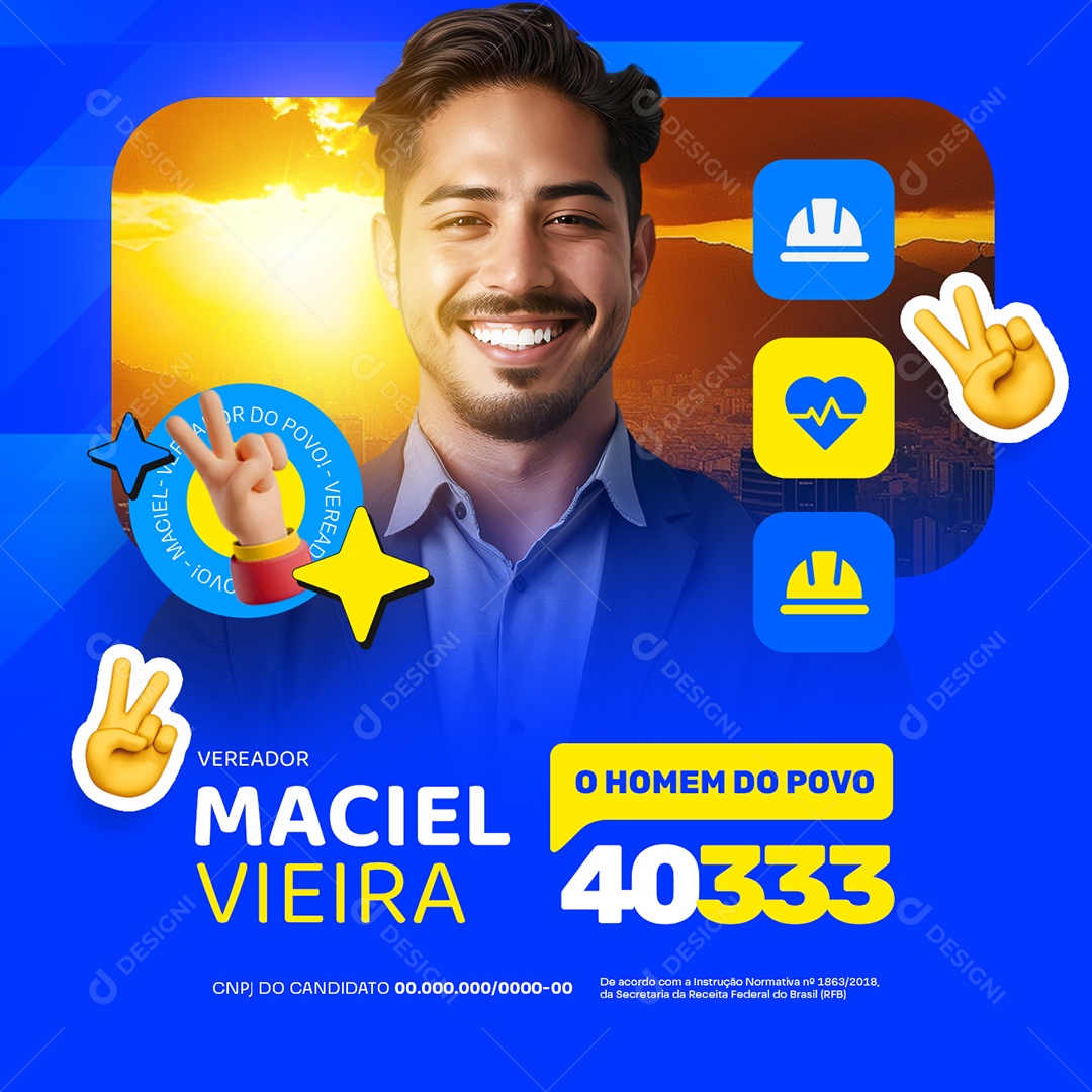 Política Eleição Vereador Marciel Vieira Social Media PSD Editável