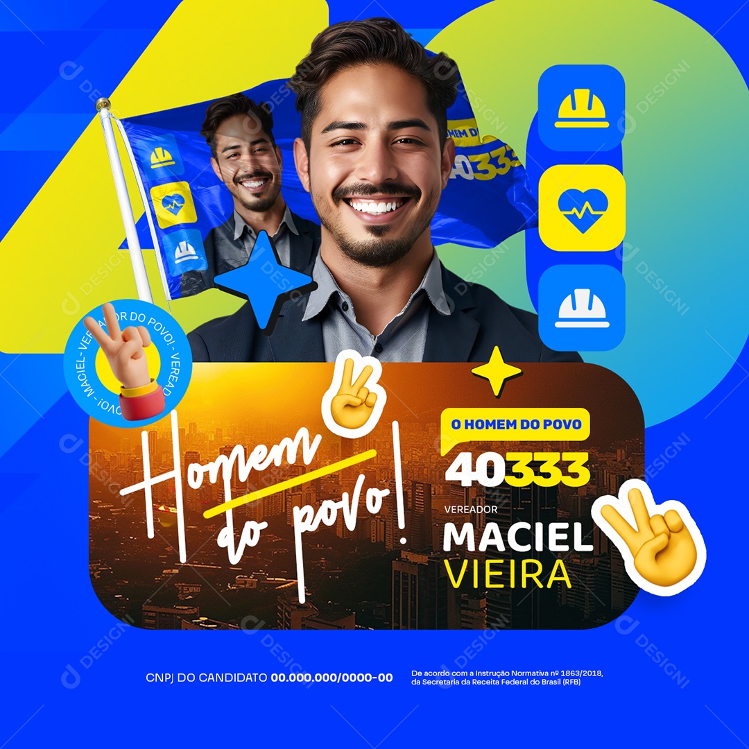 Política Eleição Vereador Marciel Vieira Social Media PSD Editável